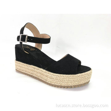 Womens Espadrille Platform Sandals With Microfiber Wedge